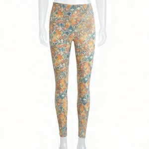 Pastel Tribal Design Print Stretch Leggings School Coastal Geometric Mosaic Y2K